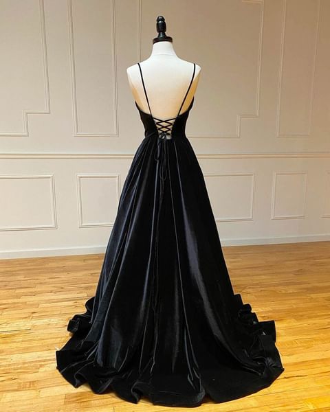 Chic Gorgeous Mermaid Spaghetti Straps Long Prom Dresses Black Evening –  SELINADRESS